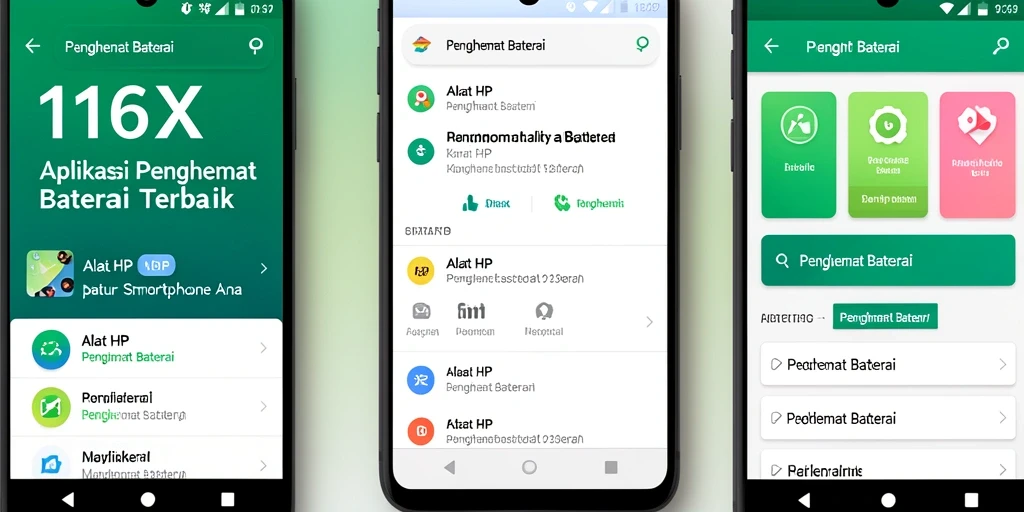 Screenshot antarmuka utama 116X yang menunjukkan fitur Penghemat Baterai.