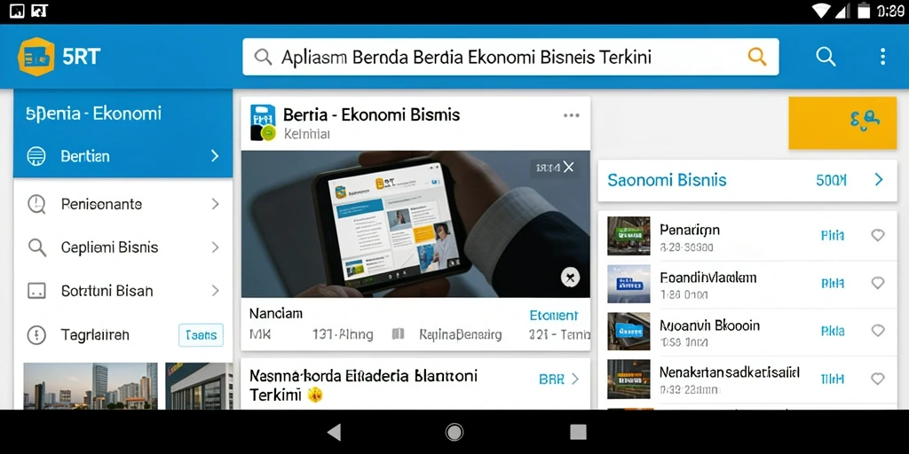 Antarmuka aplikasi 5RT menampilkan berita ekonomi terbaru dengan jelas.