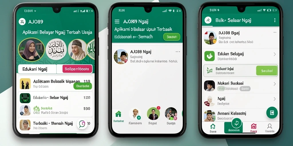 Antarmuka AJO89 yang interaktif dan mudah digunakan untuk belajar ngaji.