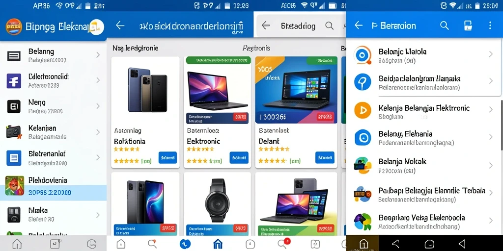 Tampilan antarmuka API36 untuk belanja elektronik yang sederhana dan intuitif.