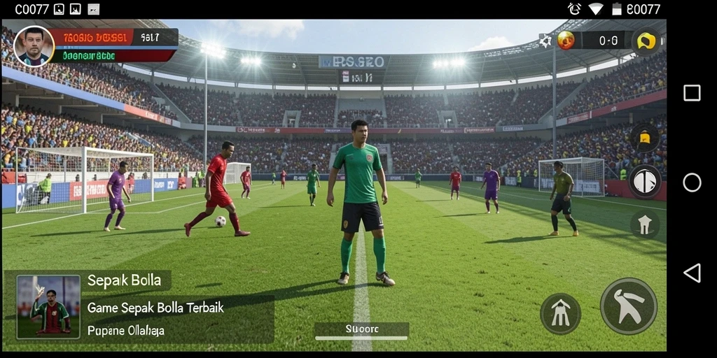 Tampilan antarmuka permainan sepak bola yang menarik dan interaktif.