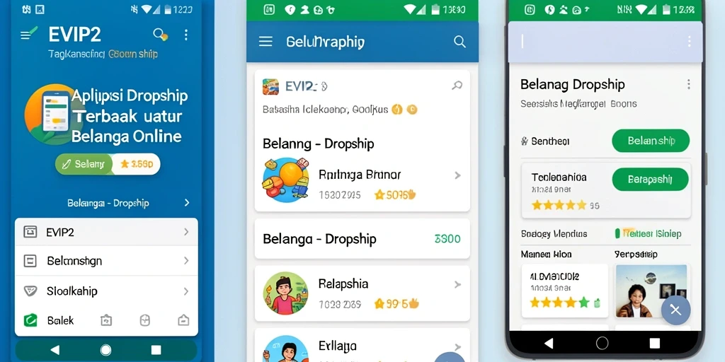 Tampilan antarmuka aplikasi Dropship EVIP2 yang user-friendly.