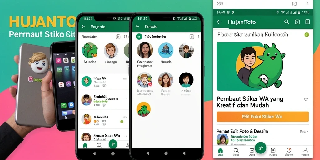 Antarmuka HUJANTOTO untuk membuat stiker WA yang menarik.