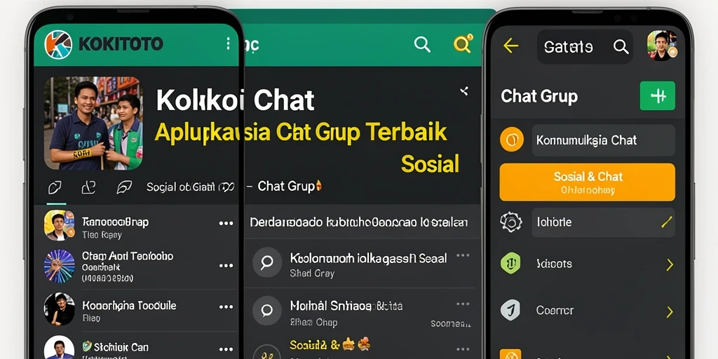Tampilan antarmuka utama KOKITOTO dengan fitur Chat Grup yang menarik.