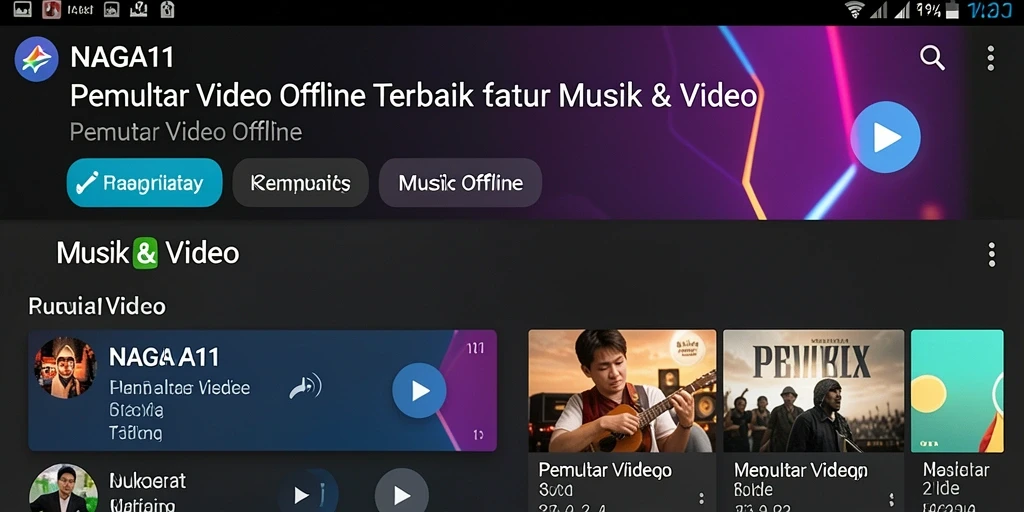 Antarmuka pengguna intuitif NAGA11 untuk pemutaran video offline.