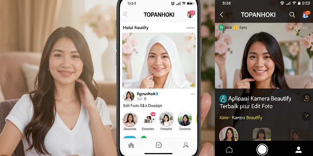 Antarmuka aplikasi TOPANHOKI yang menarik untuk pengeditan foto.
