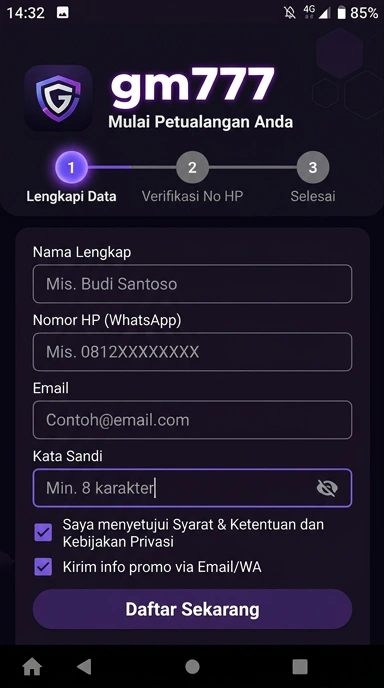 Panduan Daftar Akun Baru gm777 untuk Pengguna Android